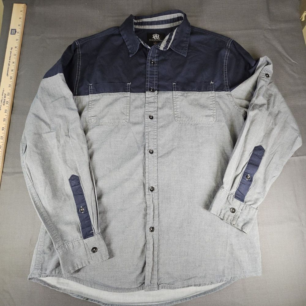Rock & Republic 2 color block mens long sleeve button shirt. Med